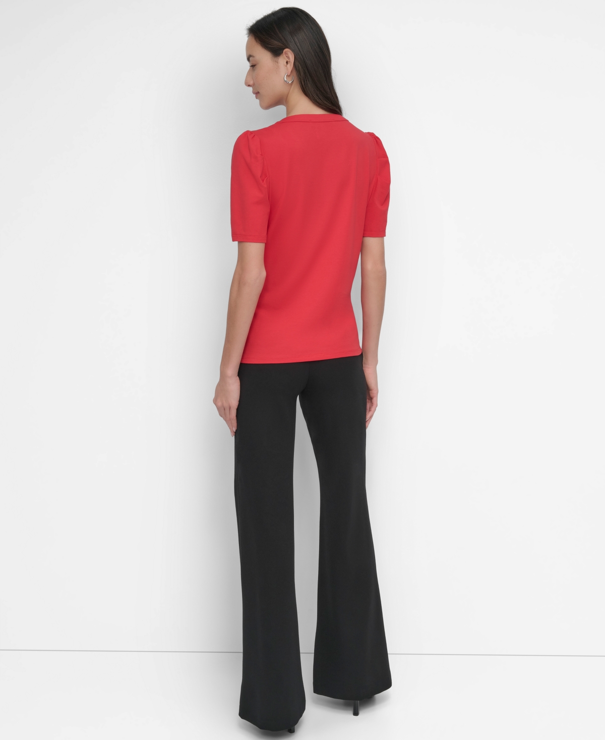 Dkny Women's Crewneck Embellished-Fringe Short-Sleeve Top