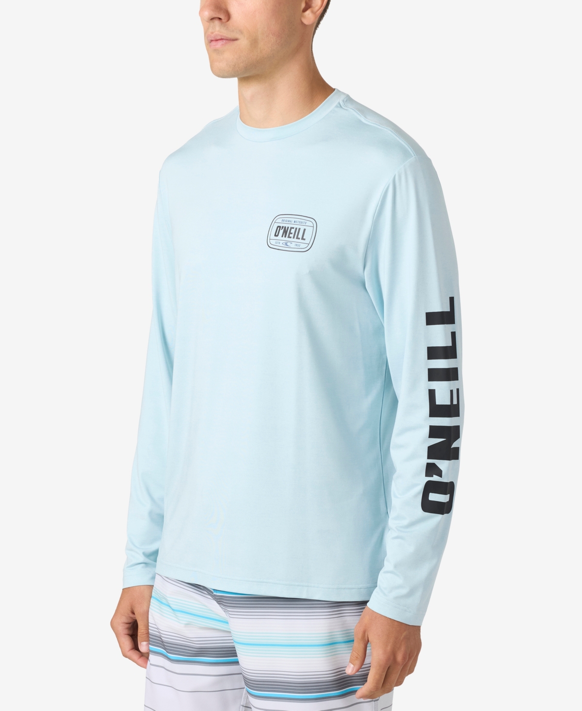 O'neill Men's Traveler Upf Wordmark Long Sleeve T-shirt In Heather Light Blue
