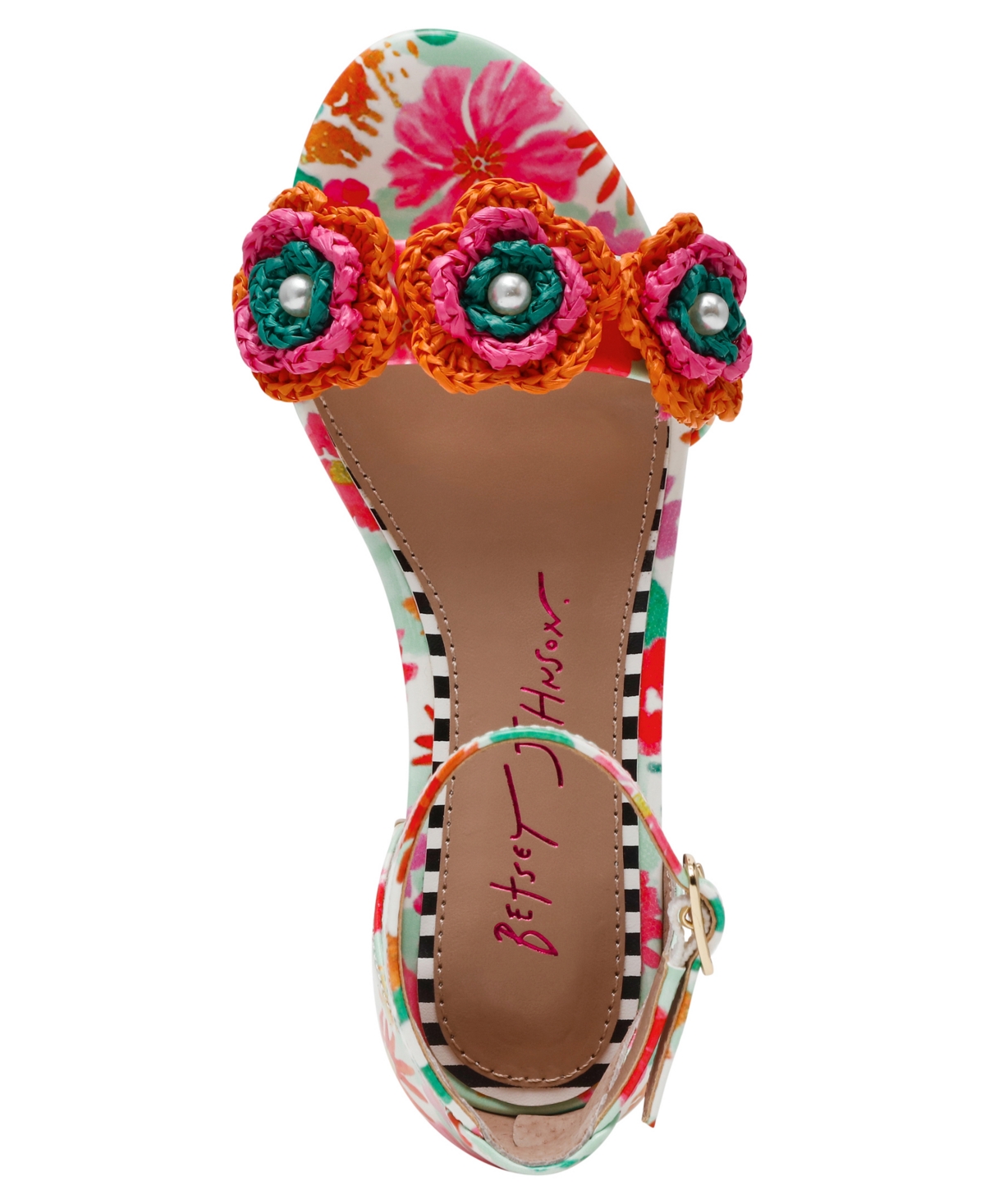 Betsey Johnson Little And Big Girls Brady Crochet Flower Sandal In White Multi