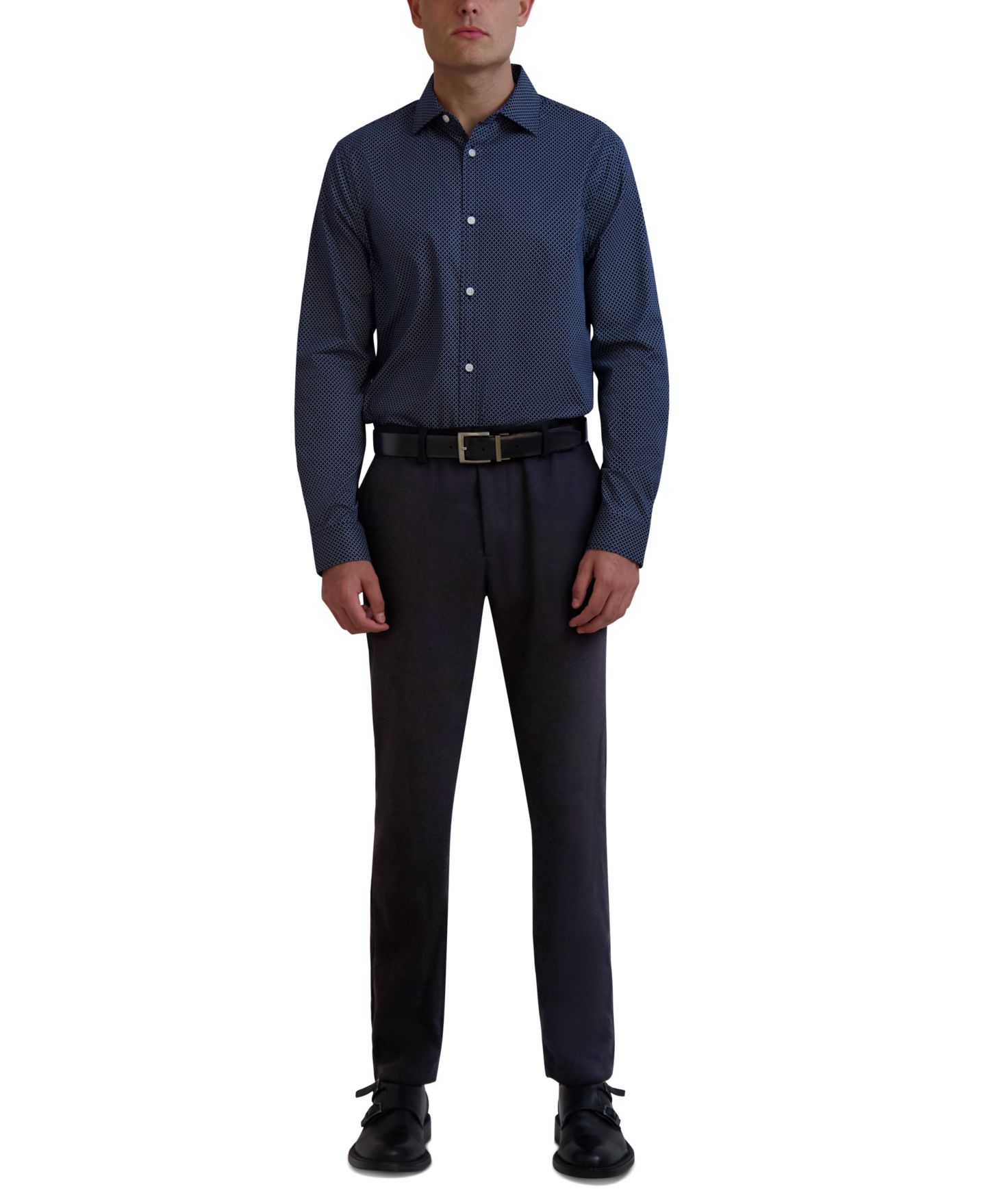 Мужская рубашка KARL LAGERFELD PARIS Slim-Fit Geo-Print Dress Shirt, цвет: Синий — фото 5