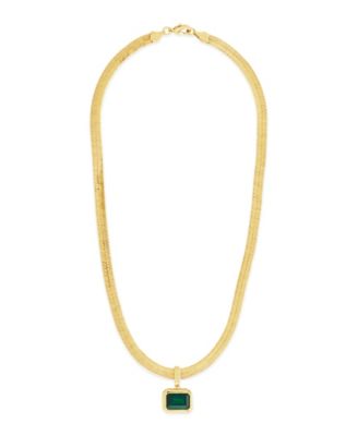 Calder Cubic Zirconia Herringbone Pendant Necklace