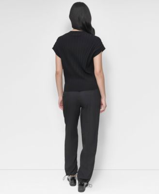 Women's Ribbed Short-Sleeve Sweater