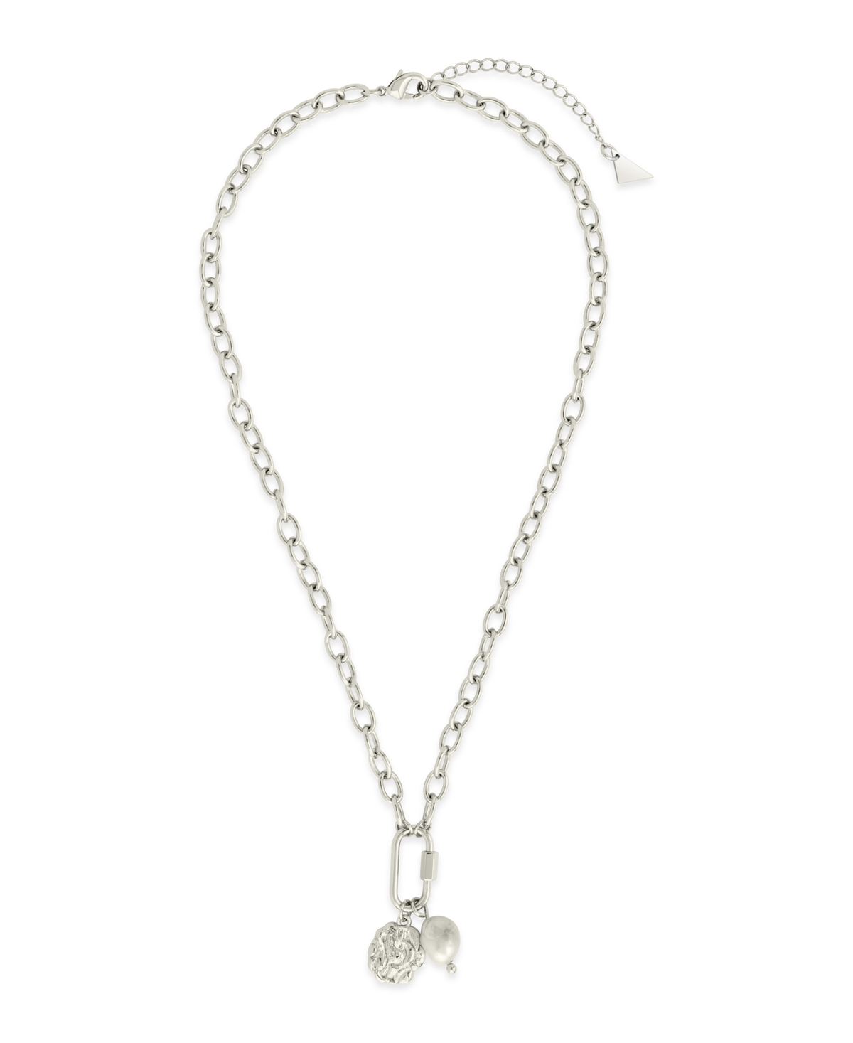 Sterling Forever Jaxie Carabiner Charm Necklace In Silver