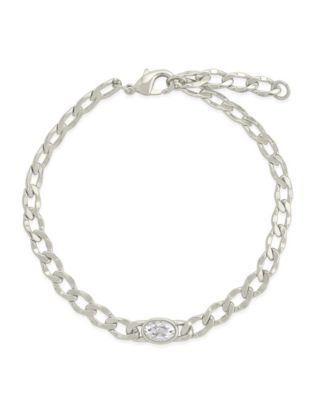 Sterling Forever Rebel Station Cubic Zirconia Curb Chain Bracelet - Silver 60$