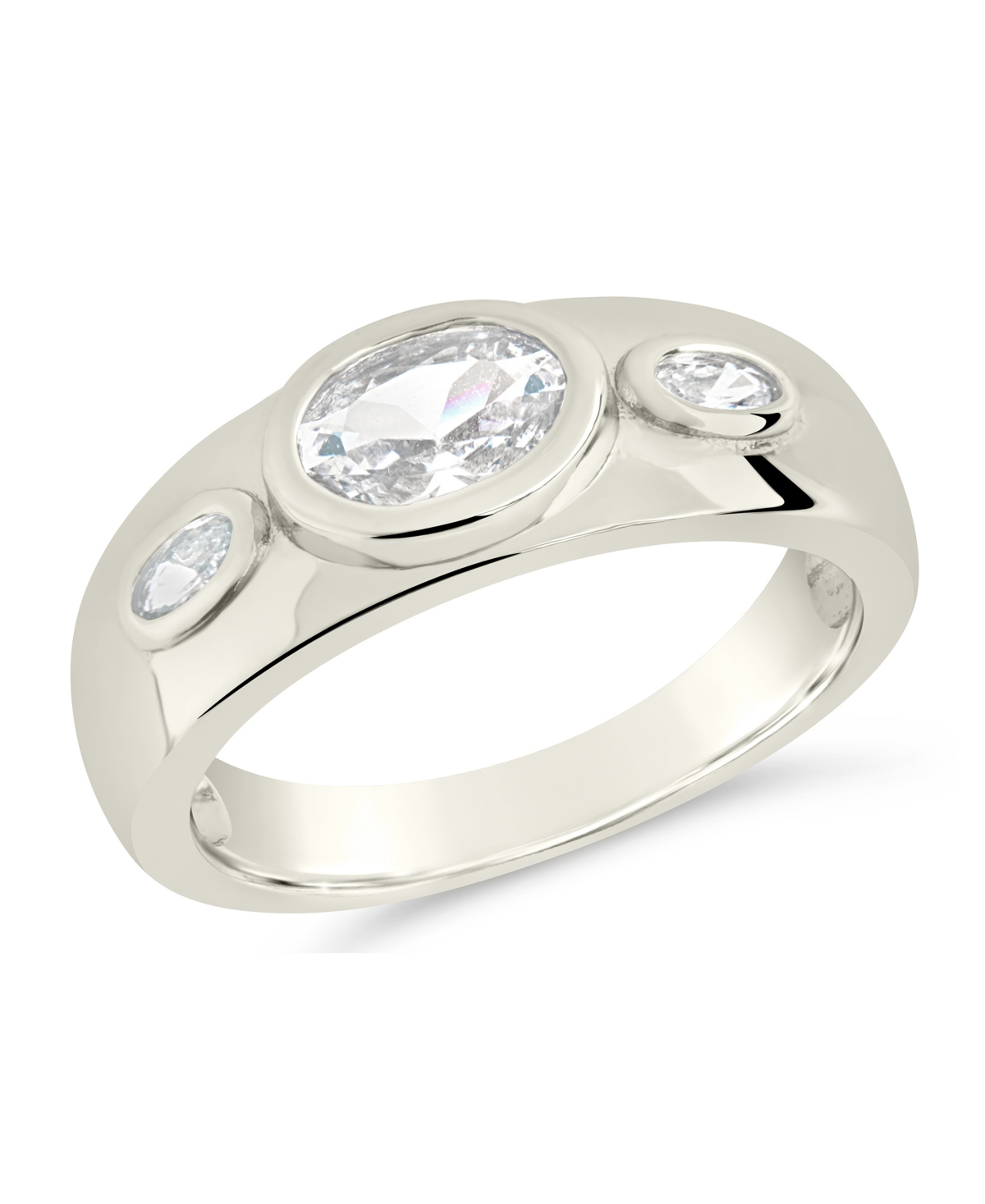 Sterling Forever Soren Oval Cubic Zirconia Statement Ring In Silver