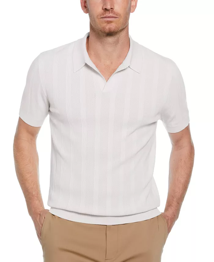 Men's Johnny Collar Stripe Polo Sweater