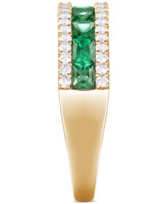 Emerald (1 ct. t.w.) & Diamond (1/3 ct. t.w.) Channel Set Band in 14k Gold (Also available in Ruby & Sapphire)