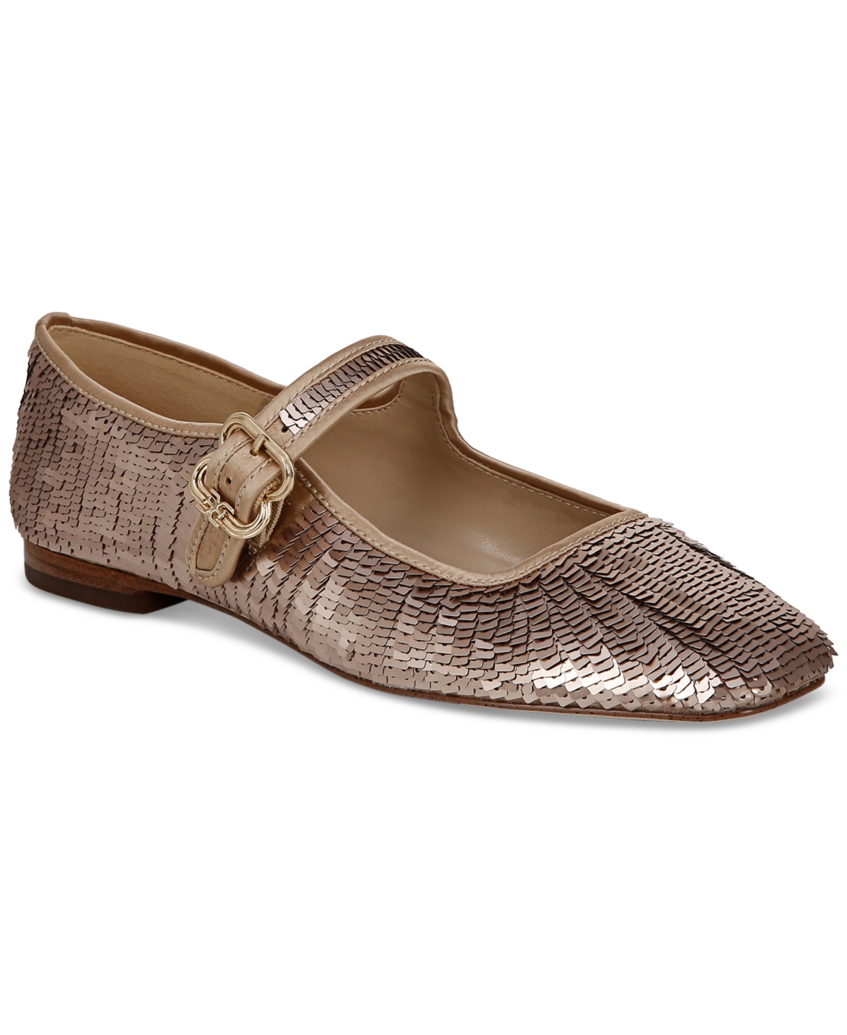 Sam Edelman Michaela Mary Jane Flat Molten Gold Fabric In Molten Gold
