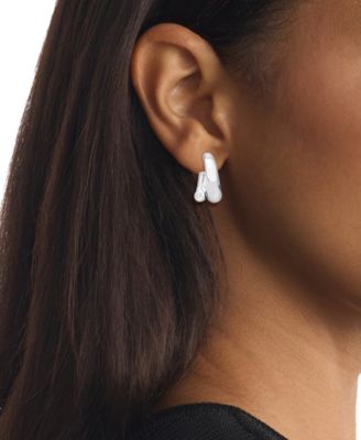 Silver-Tone CK Spiral Curve Drop Earrings