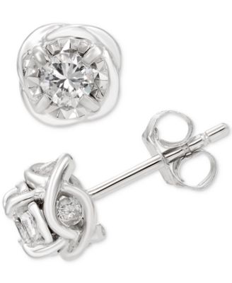 Macy's - Diamond Love Knot Solitaire Stud Earrings (1/2 ct. t.w.) in 14k White Gold