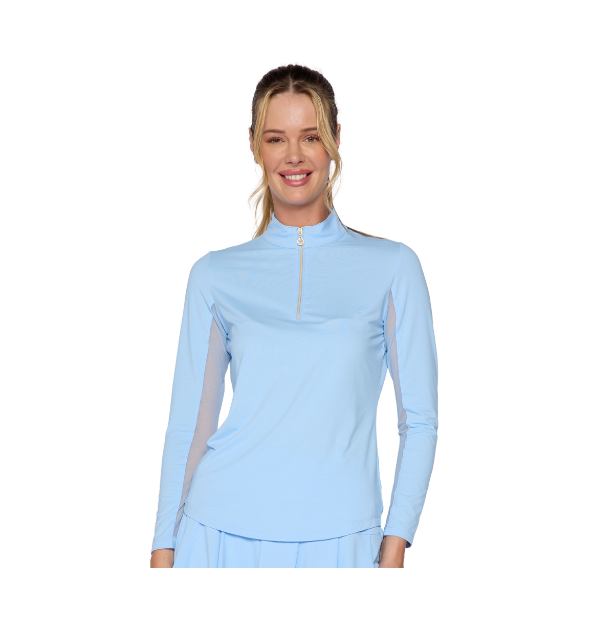 Women's G Lifestyle Long Sleeve Mock Neck Top - Black eyelet