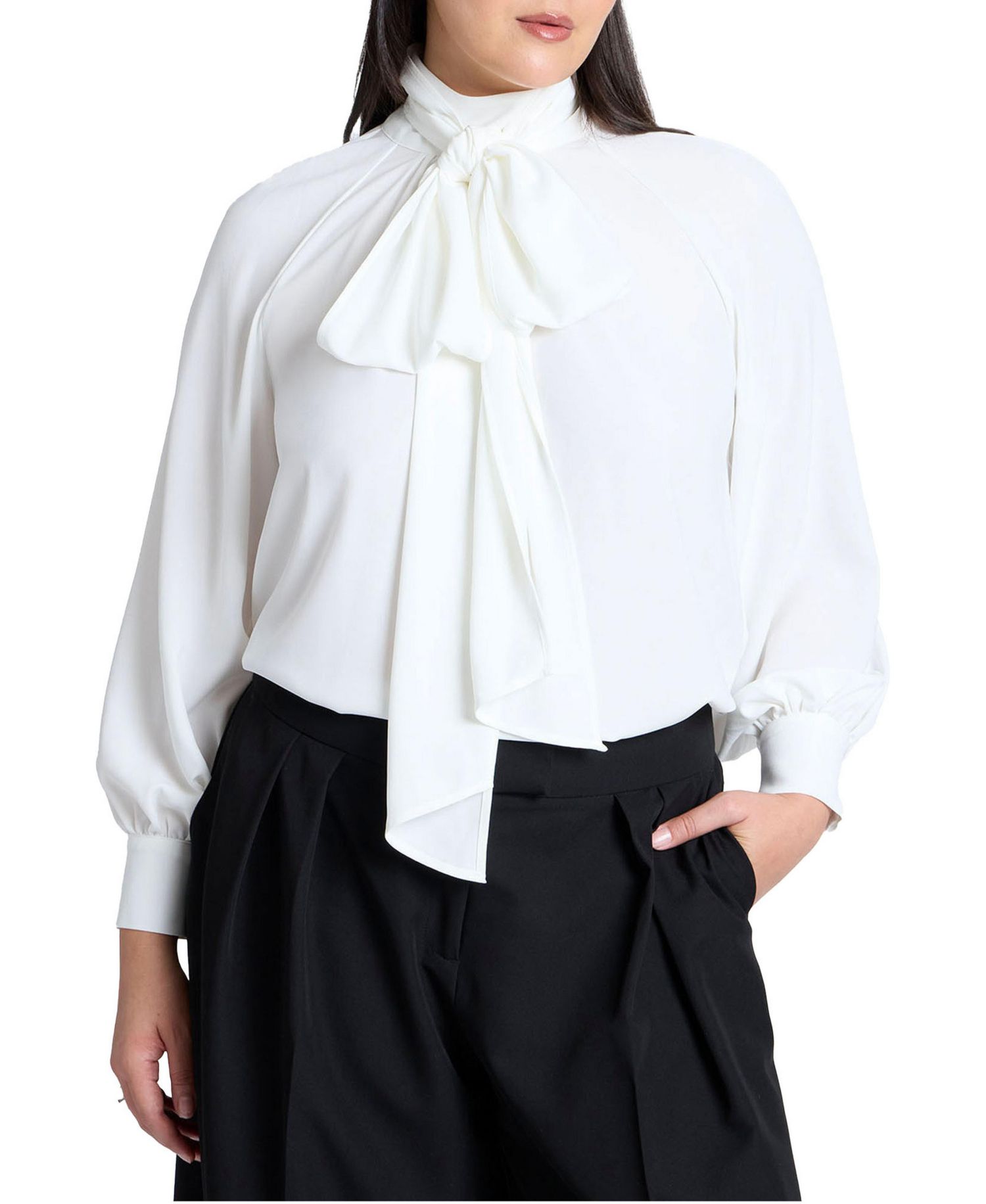 Women's Dramatic Neck-Tie Blouse