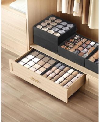 Set of 4 Closet Organizers for Underwear with 80 Cells for Drawer Storage