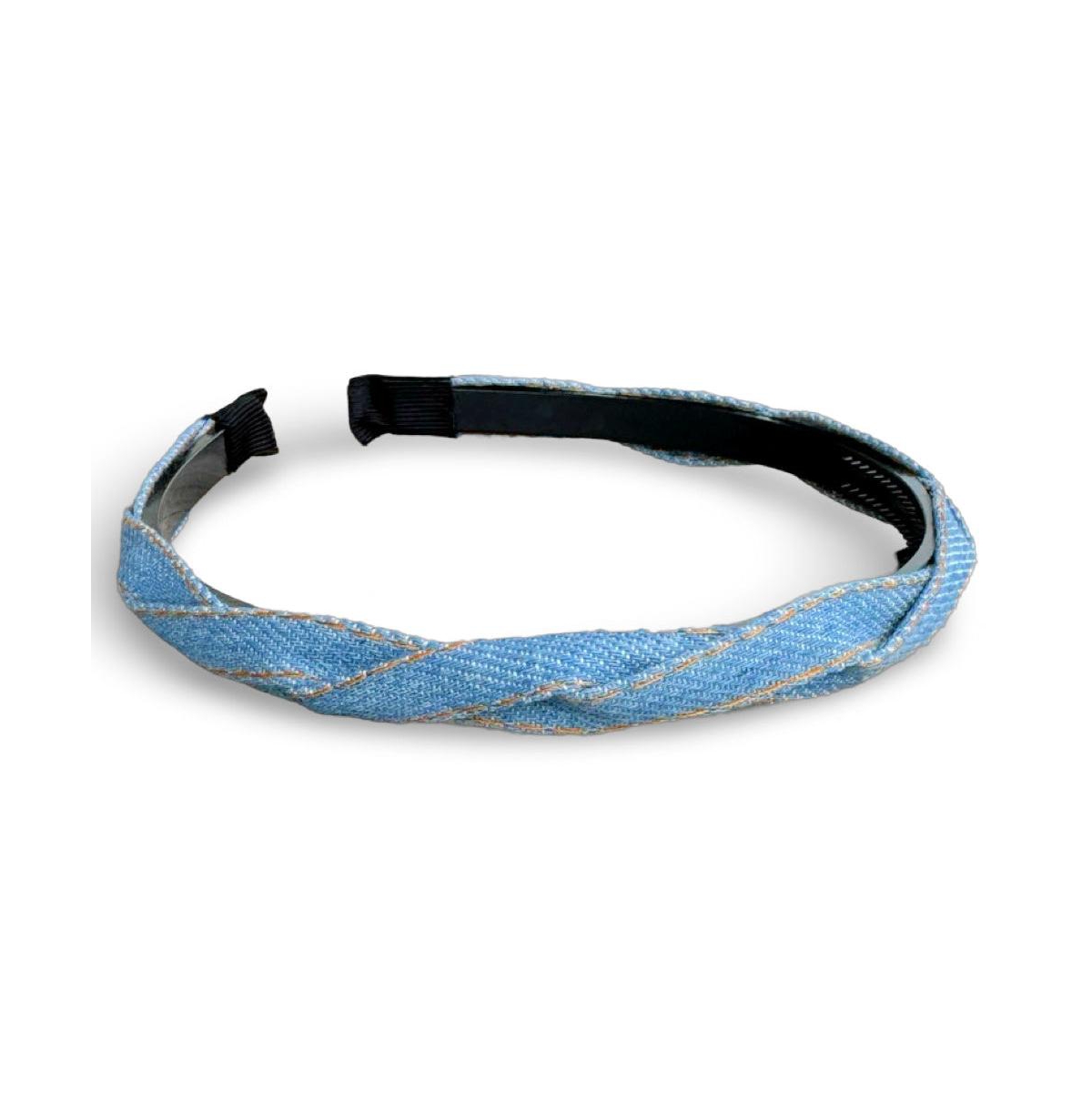 Thin Braid Headband - Light Wash Denim - Blue