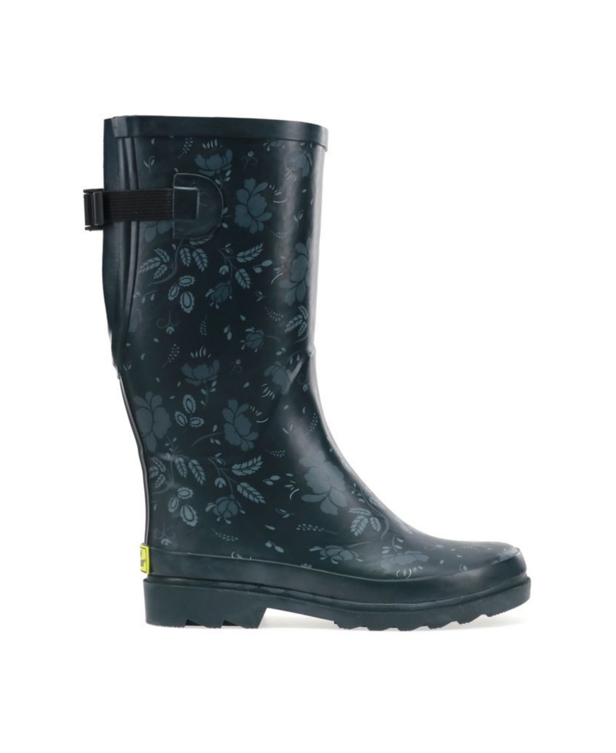 Women's Feminine Floral Wide Calf Tall Rain Boot - Slate