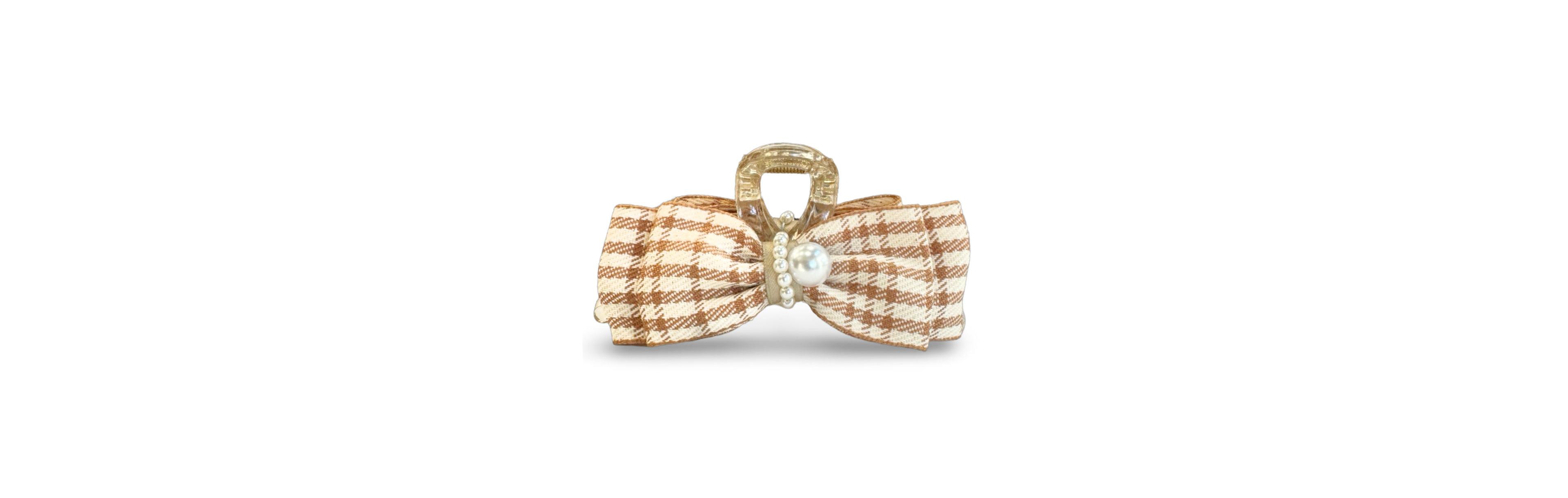 Large Clip - Tan Checkered Pearl