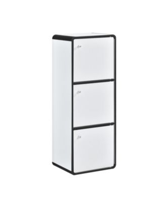 Dothan Wood 3-Cubed Closed Bookcase - Storage Shelf Organizer Bookshelf