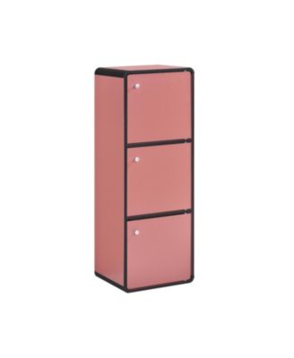 Dothan Wood 3-Cubed Closed Bookcase - Storage Shelf Organizer Bookshelf