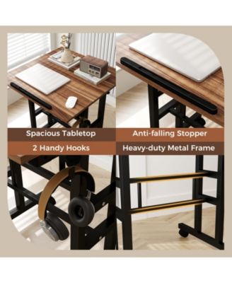 Height-adjustable Mobile Standing Desk with Split Top and Adjustable Angle
