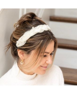 Blushing Braid Headband - White Pearl