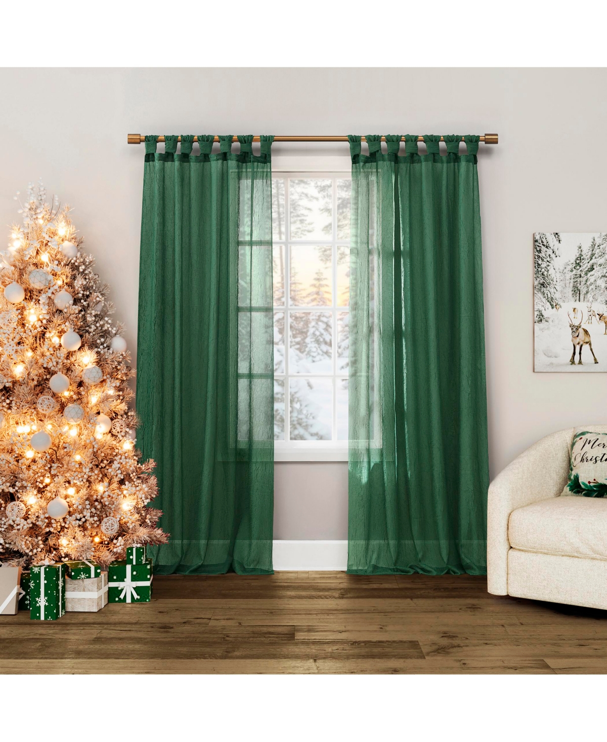 Krista Holiday Twist Tab Sheer Tab Top Curtain Panel - Blush