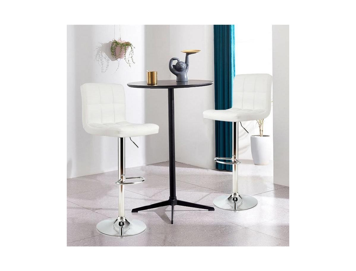 Slickblue Set of 2 Modern Adjustable Height Barstools with Pu Leather Swivel Seat