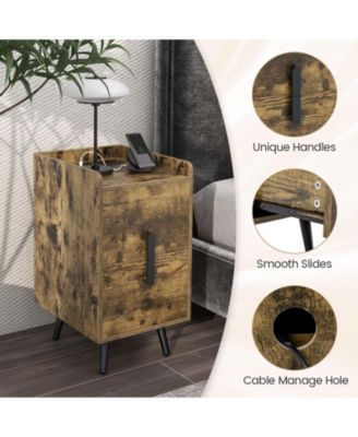 Nightstand Side Tables with 2 Drawers and 2 USB Ports