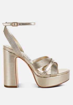 Womens Socialite Metallic Ankle Strap Heel Sandals