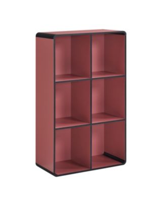 Dothan Wood 6-Cubed Open Bookcase - Storage Shelf Organizer Bookshelf