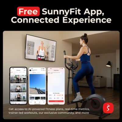 12” Stride Smart Elliptical Machine w/300LB Capacity & Pulse Sensor w Free SunnyFit App Bluetooth
