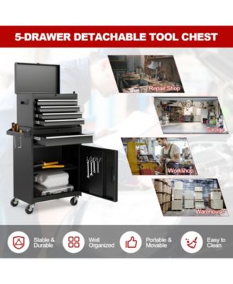 2-in-1 Tool Chest and Cabinet with 5 Sliding Drawers
