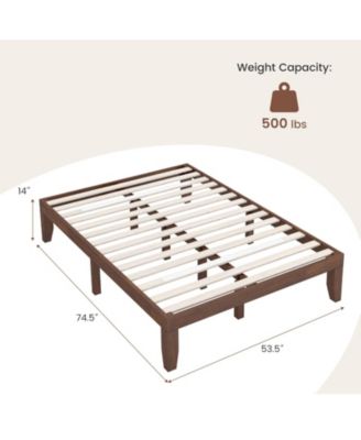 14 Inch Full Size Wood Platform Bed Frame with Wood Slat Support