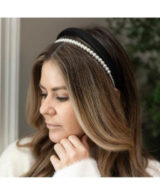 Classic Double Headband Set - Black and Pearl