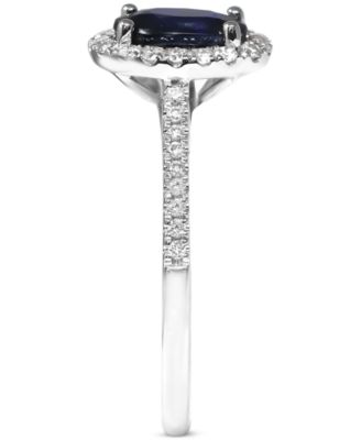 Sapphire (1-1/2 ct. t.w.) & Diamond (1/4 ct. t.w.) Halo Ring in 14k White Gold