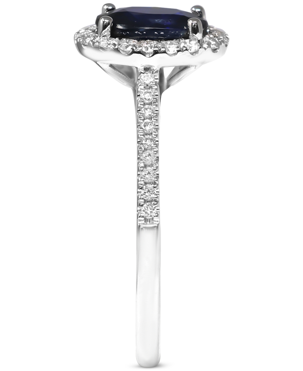 Macy's Sapphire (1-1/2 Ct. T.w.) & Diamond (1/4 Ct. T.w.) Halo Ring In 14k White Gold In Sapphire