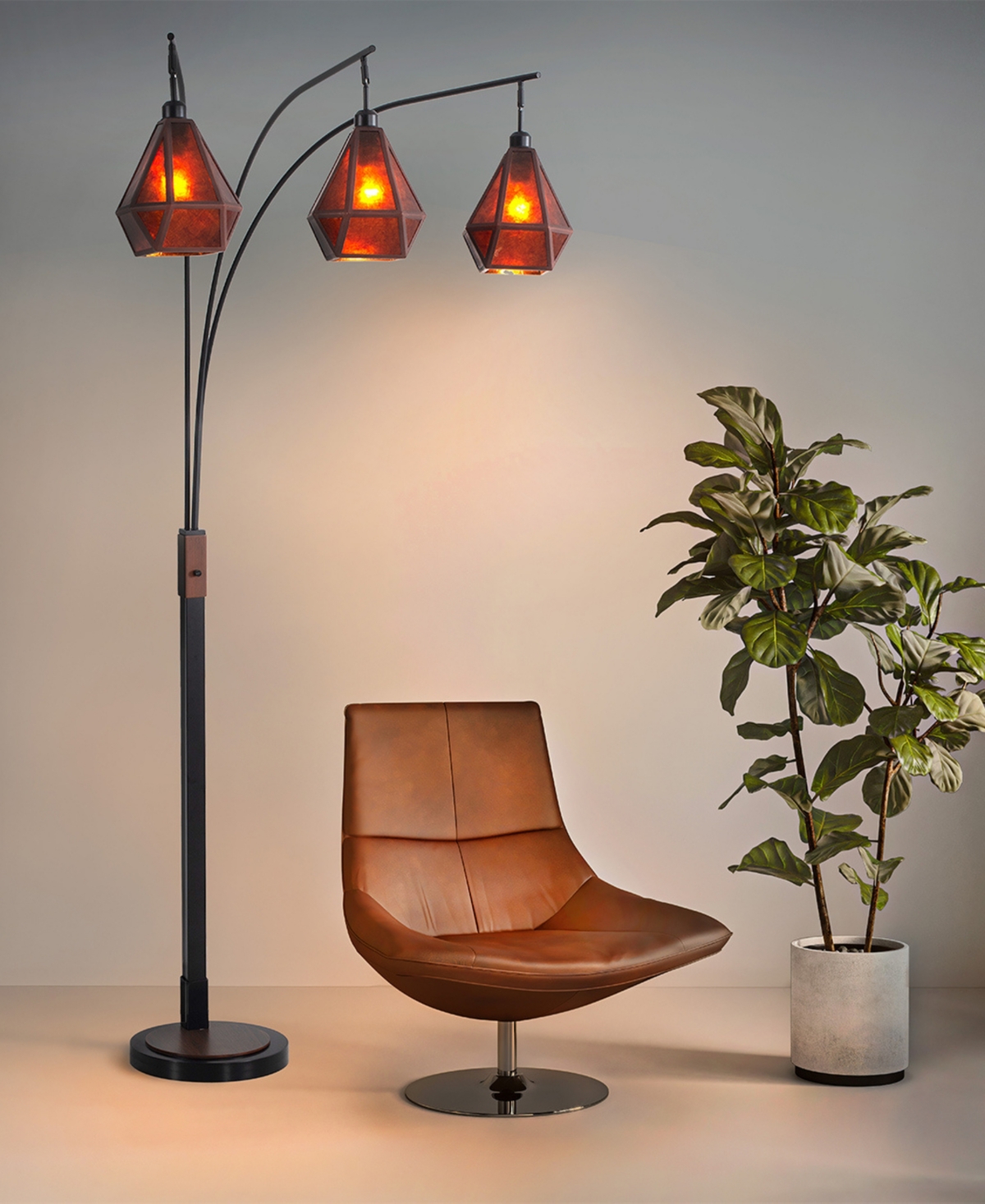 NOVA OF CALIFORNIA ARTIFACT 86" 3 LIGHT SWITCH ARC FLOOR LAMP 