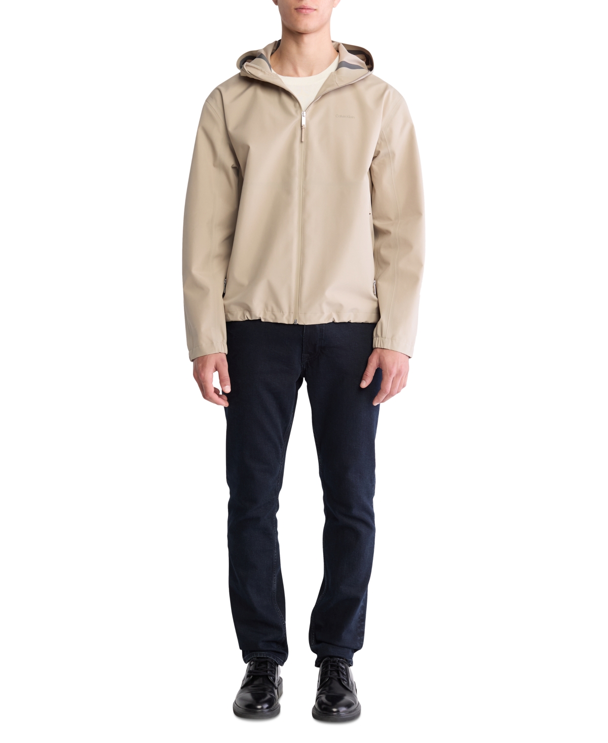 Calvin Klein Men's Softshell Zip-front Hooded Jacket In Crockery