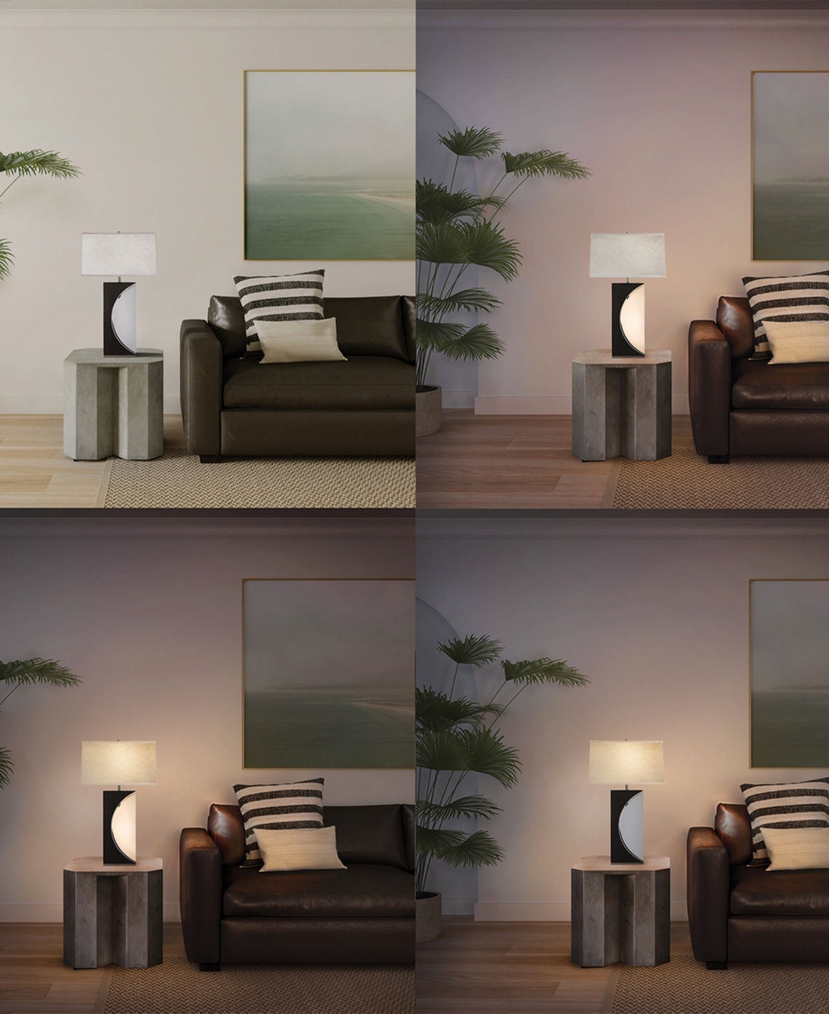 Shop Nova Of California Half Moon 30" Switch Table Lamp In Charcoal Gray Wood,brushed Nickel