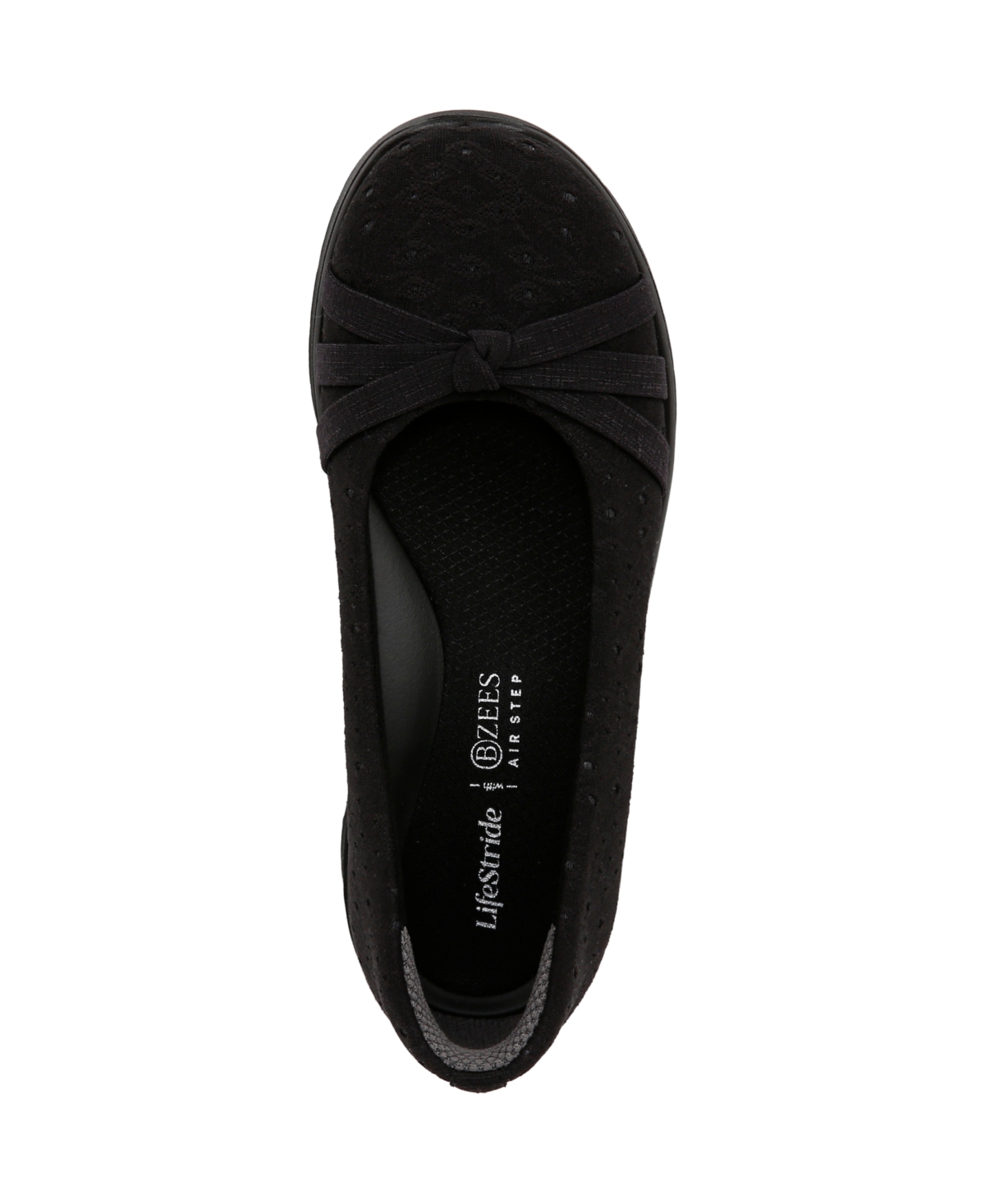 Bzees Women's Gem 2 Washable Round Toe Ballerina Flats In Black Foral Dot Fabric