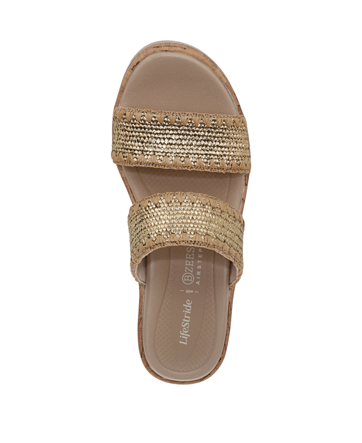 Bzees Resort Sandal In Gold Stretch Raffia Fabric