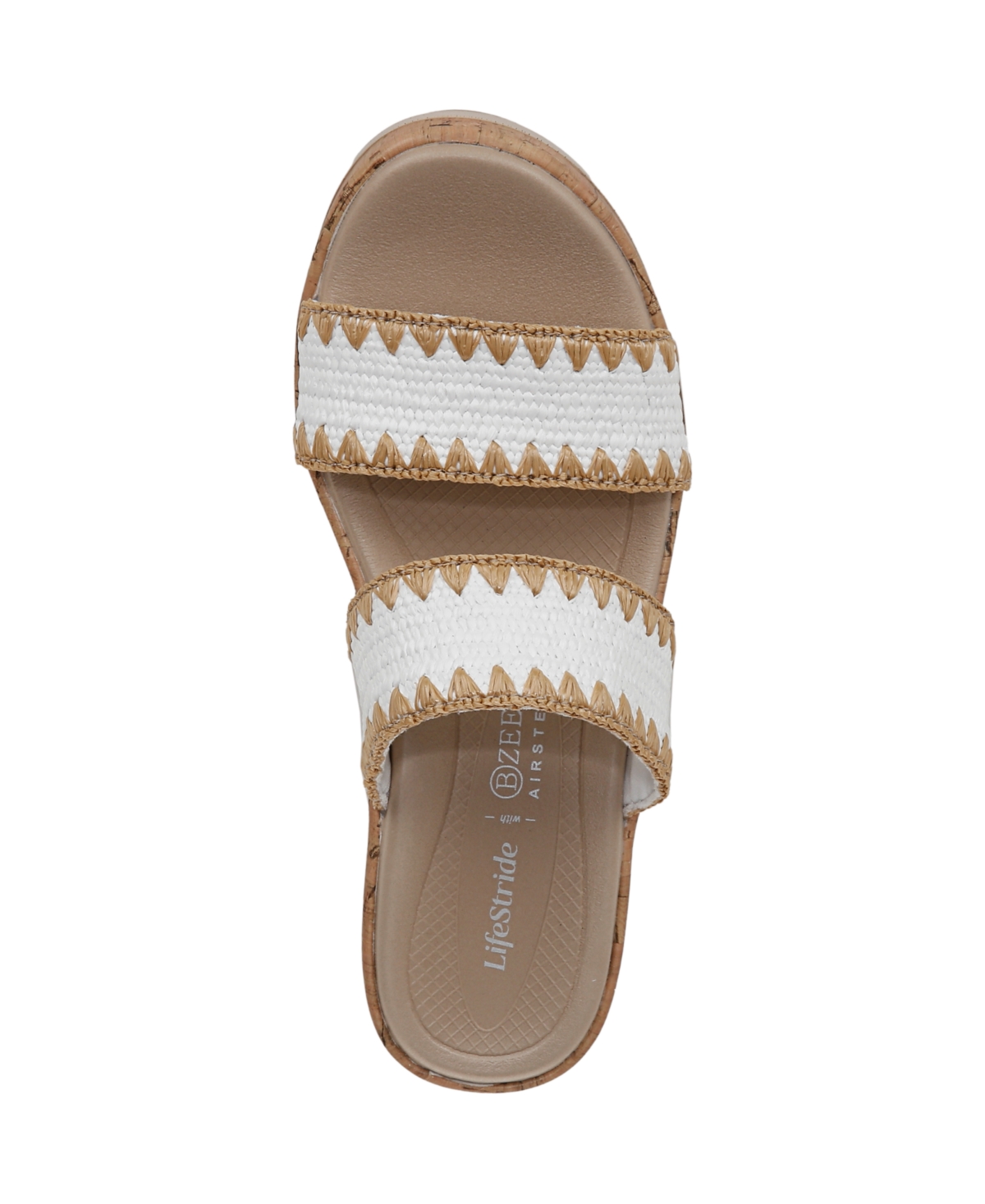 Bzees Resort Sandal In White Stretch Raffia Fabric