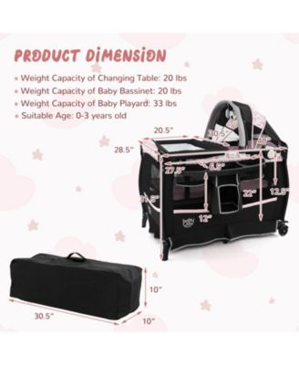 Pack & Play Baby Diaper Changing Table 4 in 1 Portable Foldable with Mattress Carrying Bag