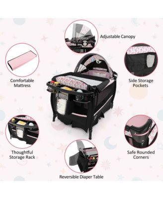 Pack & Play Baby Diaper Changing Table 4 in 1 Portable Foldable with Mattress Carrying Bag