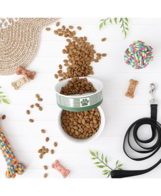 Black Striped Paw Patch Pet Bowl Set/2