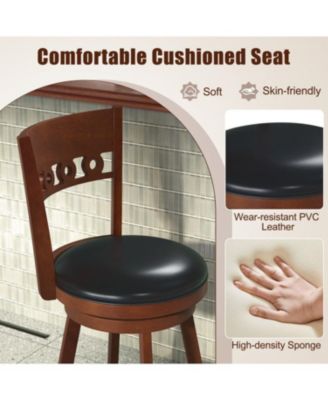 Set of 2 Swivel Bar Stools with Rubber Wood Frame-30.5 inches