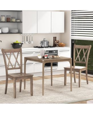 Set of 2 Wooden Dining Chairs Mid Century Farmhouse Retro Kitchen Chairs