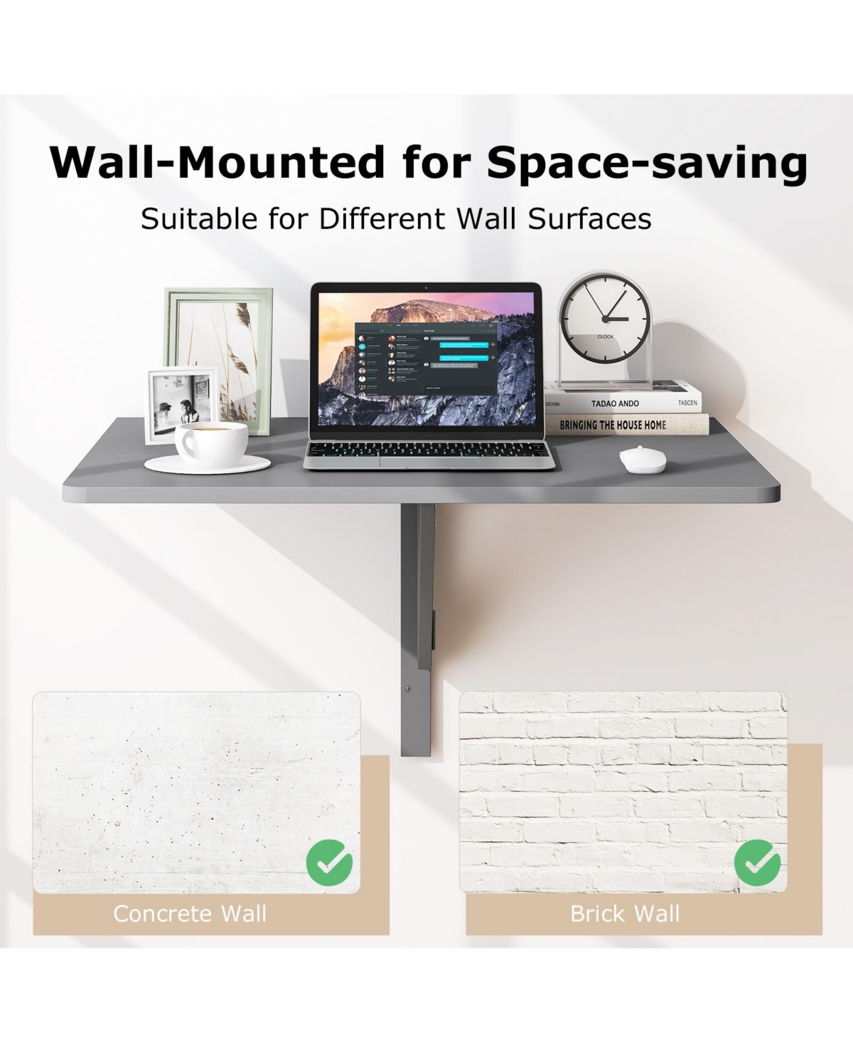 Gouun 31.5 x 23.5 Inch Wall Mounted Folding Table for Spaces
