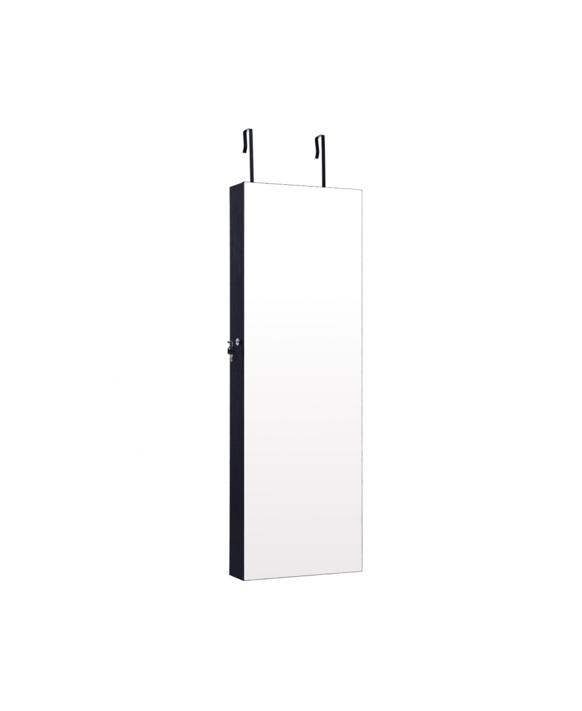 Lockable Storage Jewelry Cabinet with Frameless Mirror - Black
