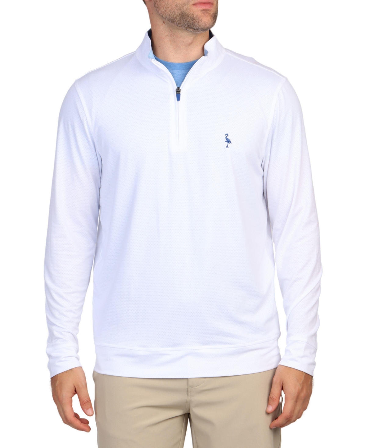 Men's Melange Mesh Performance QZip - White