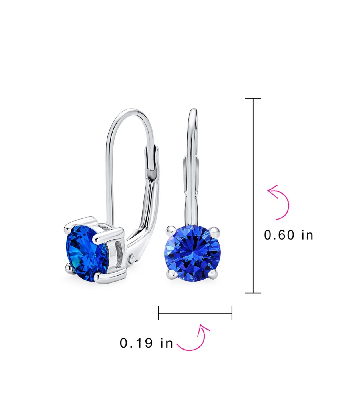 Bling Jewelry Traditional Round 1CT Cz Solitaire Drop Earrings Gold Plated .925 Sterling Silver Leverback